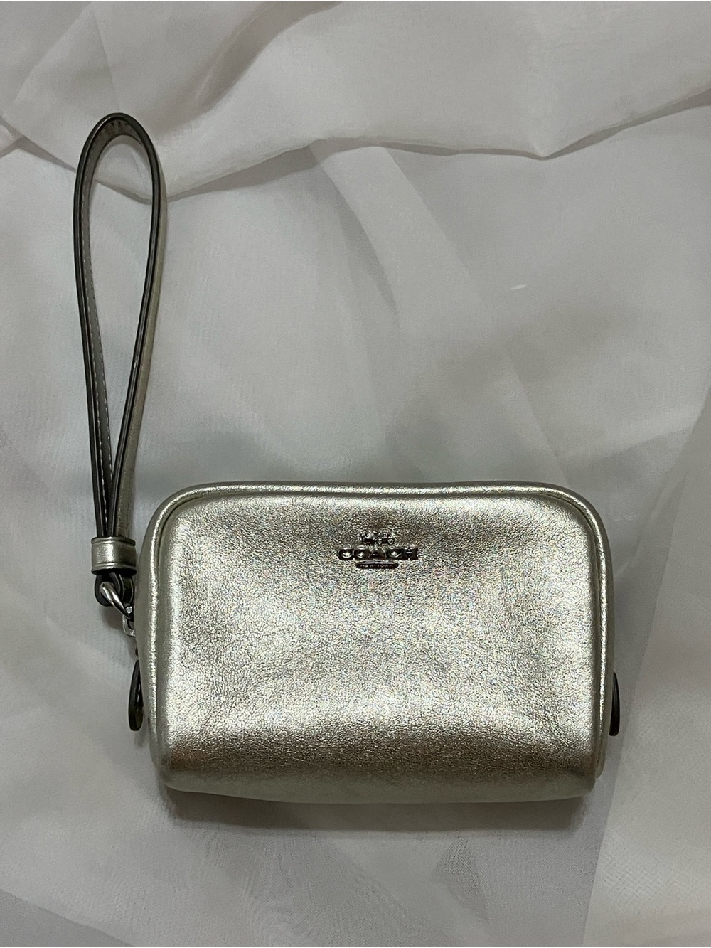 Pouch Square Metallic Leather Wristlet - Picture 2 of 14
